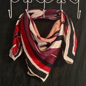 Silk Satin Striped Multicolor Red Black Pink Purple White Scarf Wrap Bandana